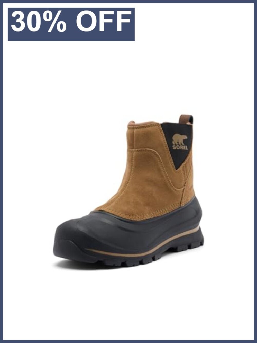 Men's Waterproof Suede Snow Boots Pull On Insulated Winter Hiking